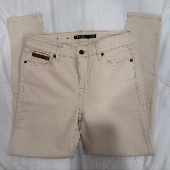 Lauren Ralph Lauren Denim - Lauren Ralph Lauren RARE Premier Skinny Ankle Cream Jeans size 4 Petite NWOT